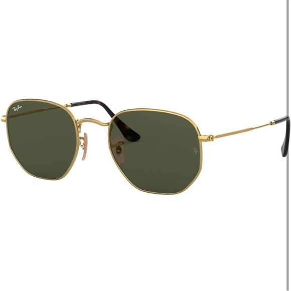 NWOT Raybans RB3548 hexagonal gold/green lenses 51mm - Picture 1 of 6